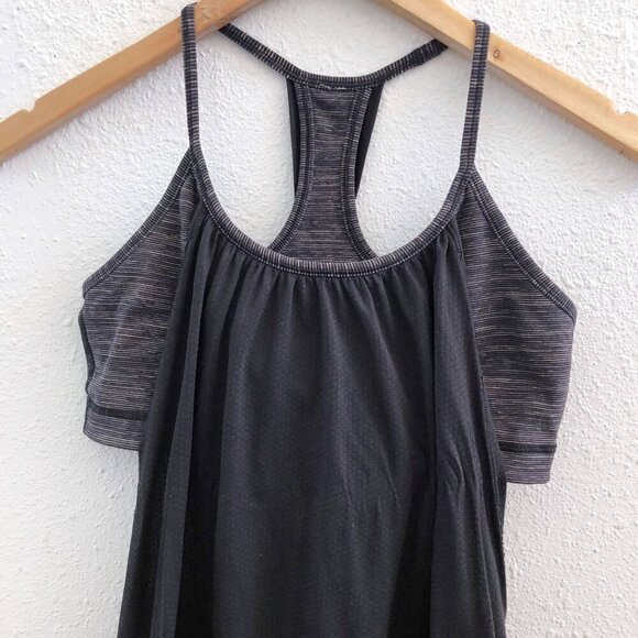 LULULEMON No Limits Tank Top in harcoal / White Pinstripe Size 6 - Picture 5 of 10